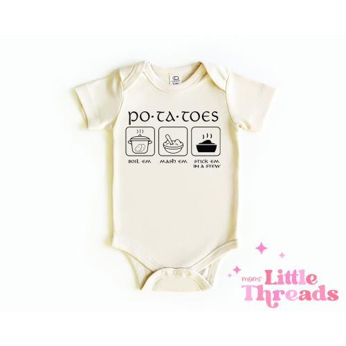 Potatoes Boil Em Mash Em Stick Em in a Stew, Baby Bodysuit, Toddler Shirt, Taters Onesie®