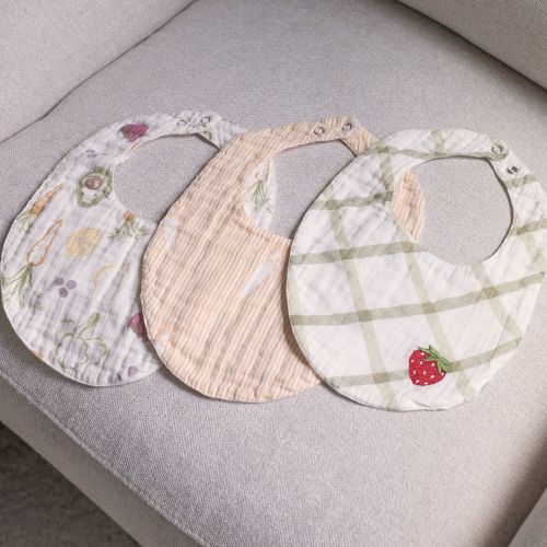 Clementine Fruits & Veggies Cotton Bibs | Crane Baby