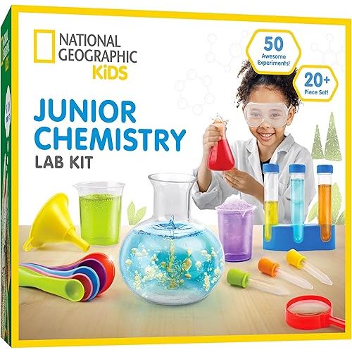 National Geographic Kids Junior Chemistry Set - Complete Early Learning Lab Kit with 50 Science Experiments and 20+ Lab Tools for Kids Aged 4-6