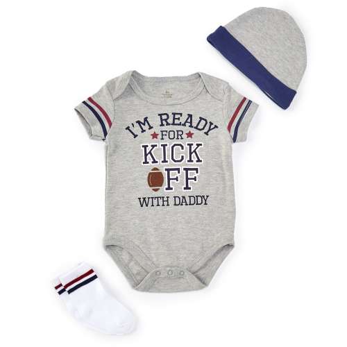Baby Starters Baby Boys 3-12 Months Short Sleeve I'm Ready For Kick Off Bodysuit