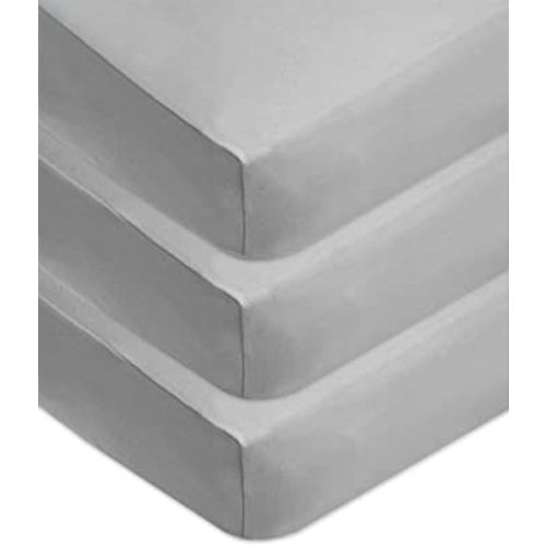 American Baby Company 3 Pack 100% Cotton Jersey Knit Fitted Crib Sheet for Standard Crib and Toddler Mattresses, Grey, for Boys and Girls