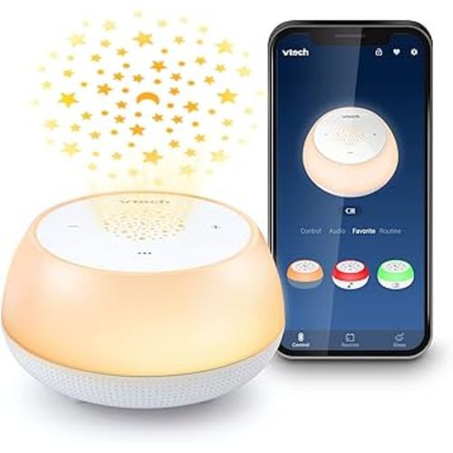 VTech BC8213 V-Hush Junior Sleep Training Soother with 40 Stories/Songs/Sounds & Record Your own Voice. Portable Bluetooth HD Speaker, 250+ Multi-Color Night Light, Ceiling Projector