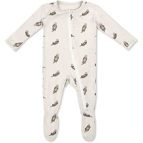 Soft Baby Bamboo Viscose Footie Pajamas, Zipper Closure, 0-24 Months
