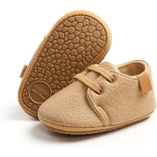 HsdsBebe Baby Boys Girls Oxford Shoes PU Leather Soft Rubber Sole Sneakers Anti-Slip Toddler Ankle Boots Infant Walking Shoes Moccasins