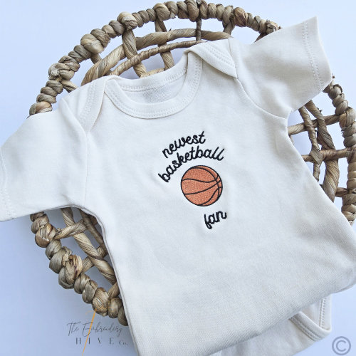 Embroidered Newest Basketball Fan ONESIES® brand, New to the Club, Crew Daddy&#39;s Buddy, Pregnancy Baby Announcement, Bodysuit, Misc 263