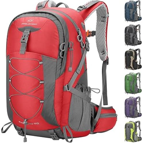 Maelstrom Hiking Backpack,Camping Backpack,40L Waterproof Hiking Daypack with Rain Cover,Lightweight Travel Backpack,Red