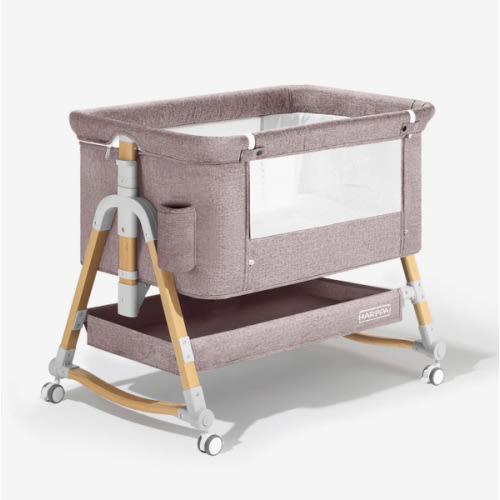 HARPPA Cuddly 3-in-1 Baby Bassinet Bedside Sleeper for Reflux | Attaches to Bed, Adjustable 5 Heights, Non-Toxic & CPSC Certified | Sturdy Aluminum Frame, Portable Wheels, Tool-Free Setup, Gentle Rocking | Perfect for Newborns, Infants, Small Spaces & Saf