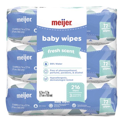 Meijer Baby Wipes Refill, Fresh Scent, 216 ct