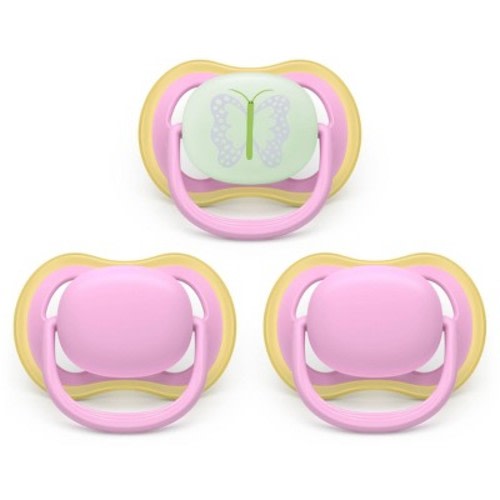 Philips Avent Ultra Air Pacifiers 6-18m - Pink/Butterfly Day+Night - 3pk