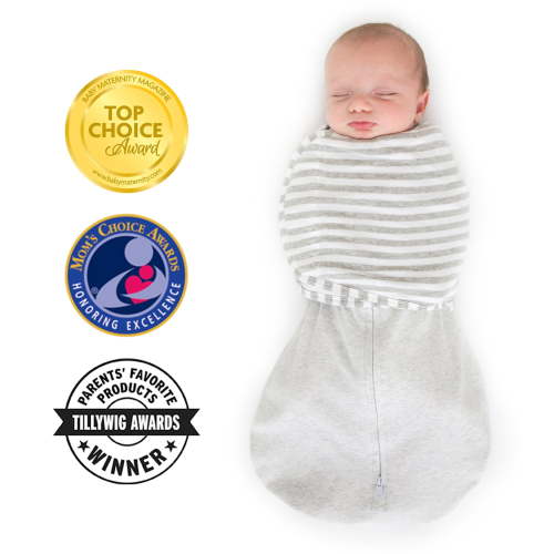 SwaddleDesigns 6-way Omni Swaddle Sack, Arms Up Swaddle for Newborn, More Options to Calm Startle Reflex, Improves Sleep, Easy Transition Baby Sleep Sack, Small, 0-3 month, Heathered Stripes