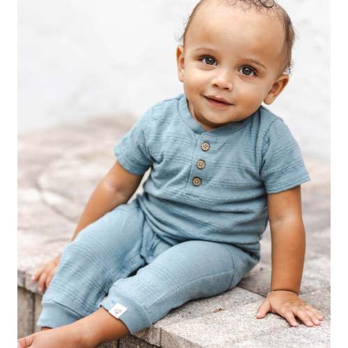Organic Dotted Jacquard Baby Boy Jumpsuit – Burt's Bees Baby
