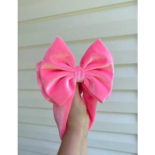 NEON PINK VELVET • Stand-Up Headwraps, Permanently Sewn & Pull-Proof, Big Bow Headbands, Newborn Bows, Soft and Stretchy, Baby Headwraps