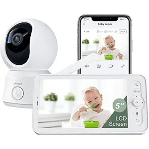 ARENTI Video Baby Monitor with Camera and Audio, 5-inch Smart Baby Camera Monitor with Free Phone App, 1080P, VOX, PTZ, One-Touch Call, Temp Sensor, Lullaby, Night Vision, Auto Tracking, 2-Way Talk