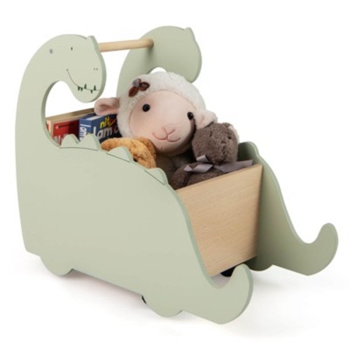 Infans 2 in 1 Baby Push Walker w/ Pine Wood Handle Large Storage Box 4 Universal Wheels