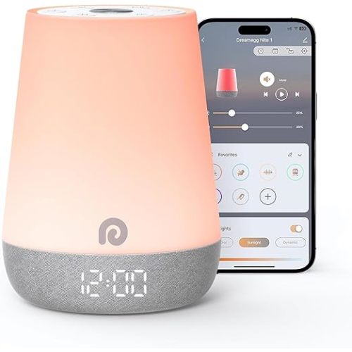 Dreamegg Kids Sleep Trainer Clock- Sound Machine Baby with Night Light Smart Control, White Noise Machine for Sleeping, Ok to Wake Machine for Kids, 34 Soothing Sounds, Alarm Clock, Toddler Kid Bedroom
