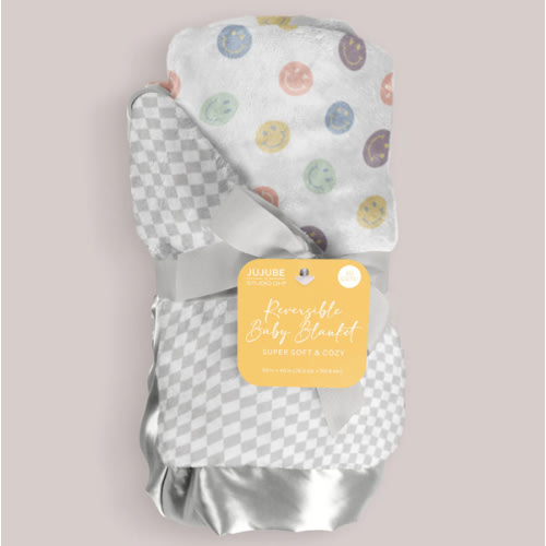 Ultra-Soft Thick Reversible Baby Blanket - Happy Baby Vibes