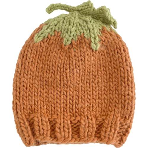 Knit Pumpkin Hat, Orange & Green - The Blueberry Hill | Maisonette