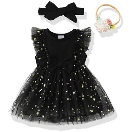 Renotemy Baby Girl Flower Dress Summer, Tutu Tulle Boho Princess Wedding Birthday Party Dresses for Infant Girls 0-18 Months