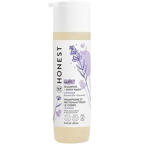 The Honest Company 2-in-1 Cleansing Shampoo + Body Wash | Gentle for Baby | Naturally Derived, Tear-free, Hypoallergenic | Lavender Calm, 10 fl oz