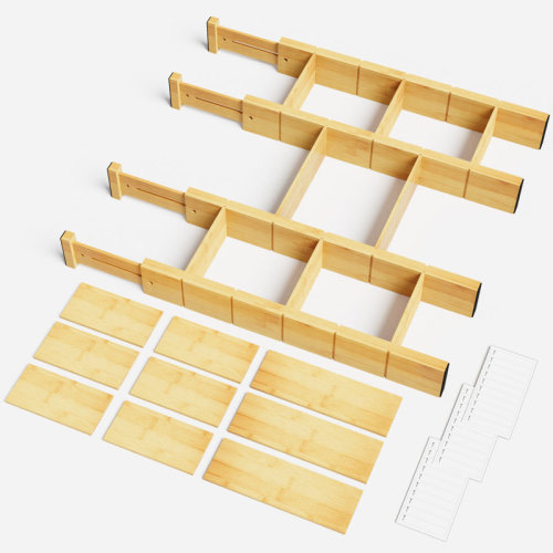 SpaceAid Bamboo Drawer Dividers with Labels and Inserts, Adjustable Kitchen and Home Drawer Organizers, 4 Dividers with 9 Inserts & Reviews | Wayfair