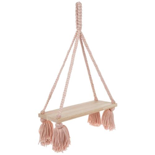 Blush Woven Wood Wall Shelf