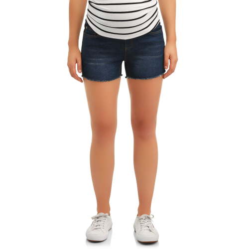 Oh! Mamma Maternity Women's Shorts with Frayed Hem and Full Panel (Women's & Women's Plus)