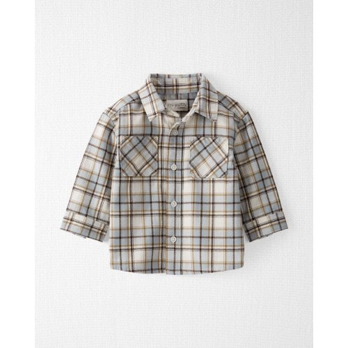 Baby Organic Cotton Herringbone Button-Front Shirt in Plaid - Little Planet | Carter's