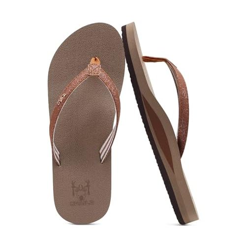 KuaiLu Womens Arch Support Flip Flops Comfortable Yoga Mat Slip on Summer Beach Walking Thong Cushion Sandals