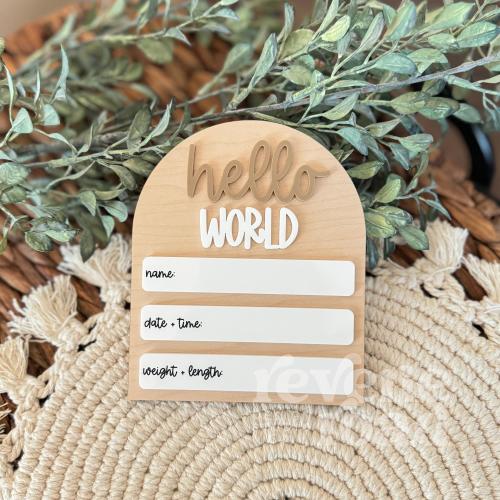 Hello World Birth Stats and Name Announcement Sign for a New Baby | Custom Personalized Gift for New Baby and Moms | Dry Erase