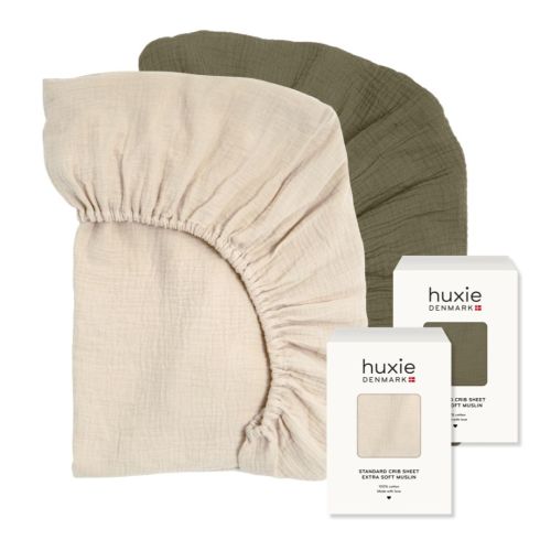 Standard Organic Crib sheet Fog/Sage Green (2-pack) – huxie Denmark