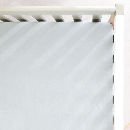 GRSSDER Soft Muslin Crib Sheet 1 Pack, 100% Cotton Crib Sheets with Deep Pocket for Boys and Girls, Fit Standard Crib Mattresses 52" x 28" Safe and Snug, Misty Blue