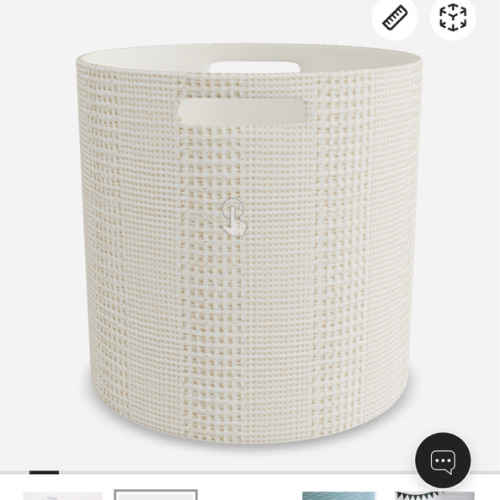 Nella Cream Cotton Waffle Weave Large Floor Bin with Handles