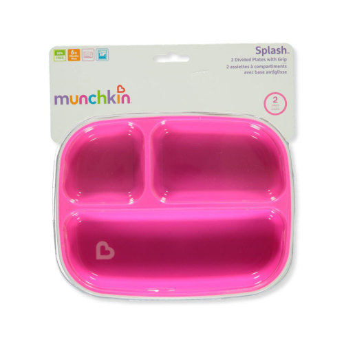 Munchkin Splash 2-Pack Divided Plates with Grip - multi, one size
