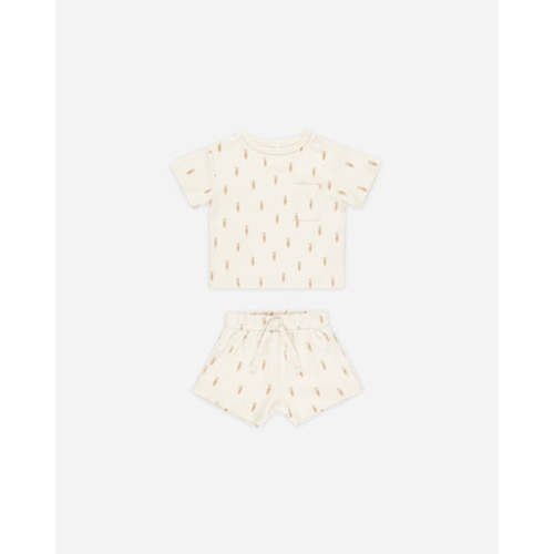 Boxy Pocket Tee + Short Set || Carrots (3-6M)