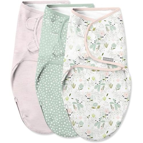 SwaddleMe by Ingenuity Original Swaddle with Easy-Change, 100% Cotton, Improves Sleep & Calms Startle Reflex, 0-3 Months, 3-Pack - Peekaboo Panda