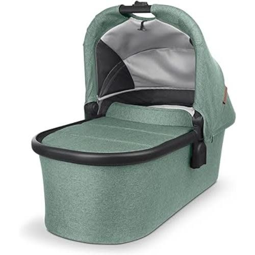 UPPAbaby Bassinet/Compatible with Vista, Cruz, Ridge, Minu Strollers/Overnight Sleep Solution/Mattress, Sheet, and Bug Shield Included/Gwen (Green Mélange/Carbon Frame)
