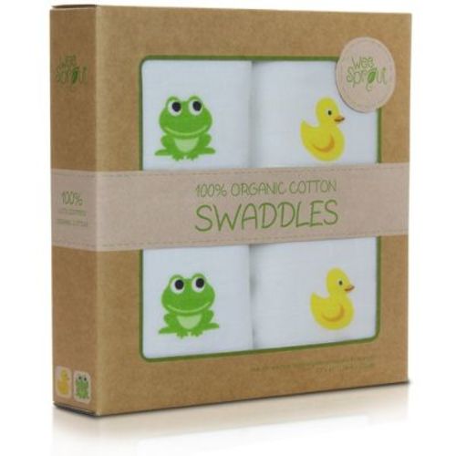 WeeSprout Organic Swaddle Blankets, Set of 2 Muslin Swaddle Baby Blankets, Extra Large 47" x 47"