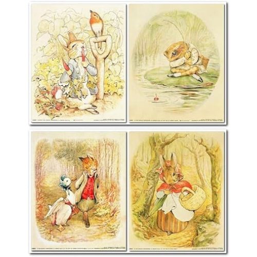 Impact Posters Gallery Wall Decor Art Print The Tale of Peter Rabbit Beatrix Potter the Original and Authorized Edition 8x10 Four Set Kids Room Poster