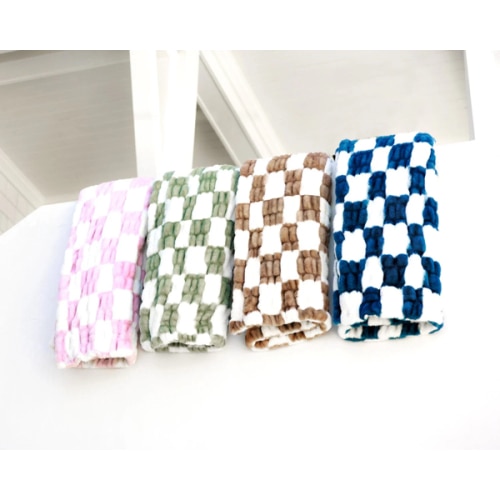 Hugs Check Ivey Sage Plush Blanket | Minky Couture