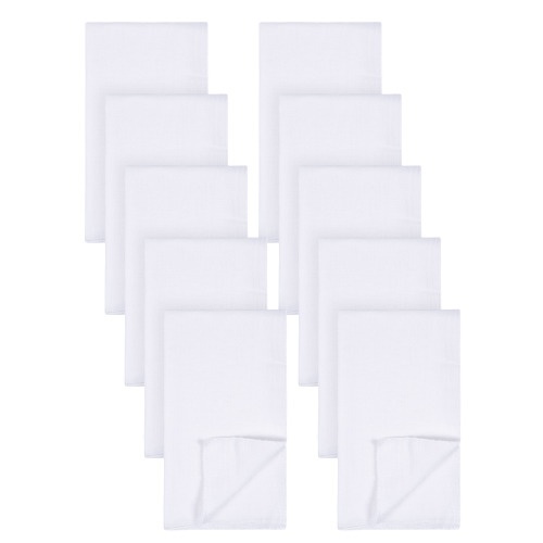 Gerber 10 Pack Flatfold White Cloth Diapers for Babies - 24" x 27" Newborn Diapers - Reusable, Soft & Absorbent 100% Cotton
