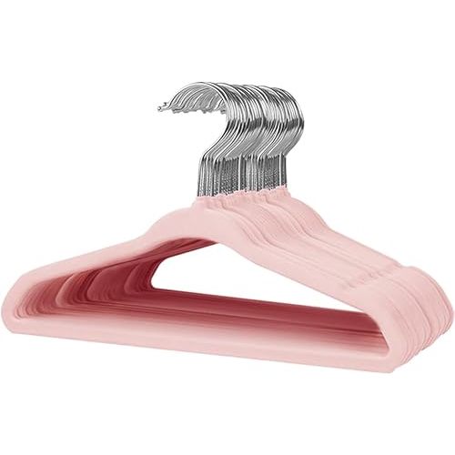 Stormix Baby Clothes Hangers 30 Pack, Kids Velvet Hangers Non-Slip, Clothes Hangers with Shoulder Notches for Toddler Children Pink