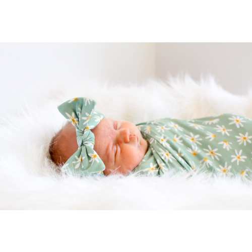 Daisy Baby Swaddle Blanket, Baby Girl Swaddle, Daisies Blanket, Newborn Swaddle, Girl Baby Blanket, Swaddle Set, Stretchy Knit Swaddle