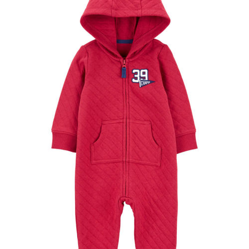 Red Baby Sporty Double Knit Long-Sleeve Jumpsuit - Red | Carter’s Oshkosh Canada