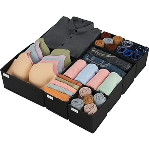 Drawer Organizer, 8 Pack (Black)