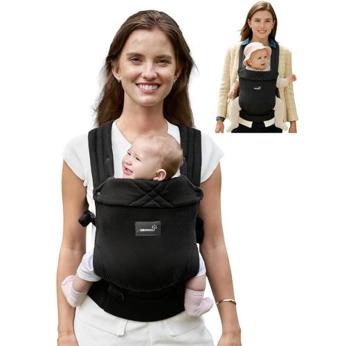 GROWNSY Baby Carrier Newborn to Toddler, Lightweight Ergonomic 7-44 lbs Newborn Carrier with Head Support, Easy to Wear Hands Free Infant Carrier for 0-36 Months, Black