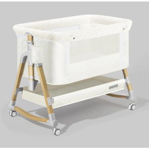 HARPPA Cuddly 3-in-1 Baby Bassinet Bedside Sleeper for Reflux | Attaches to Bed, Adjustable 5 Heights, Non-Toxic & CPSC Certified | Sturdy Aluminum Frame, Portable Wheels, Tool-Free Setup, Gentle Rocking | Perfect for Newborns, Infants, Small Spaces & Saf