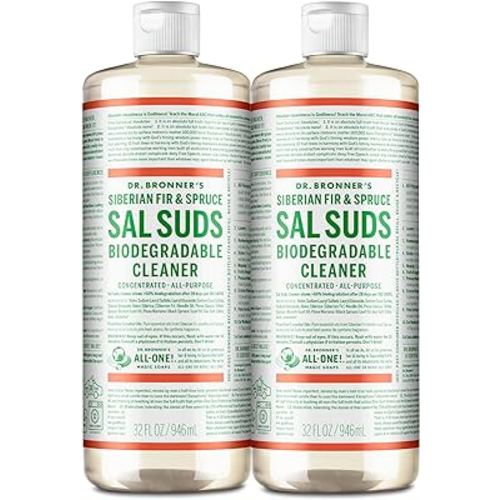 Dr. Bronner's - Sal Suds Biodegradable Cleaner (32 oz, 2-pack) - All-Purpose, Pine Cleaner for Floors, Laundry and Dishes, Concentrated, Cuts Grease and Dirt, Powerful Formula
