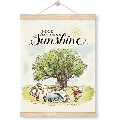 WDSXWH Good Morning Sunshine Wall Art, Educational Poster Room Decor, Pooh Poster Decorations, Classic Bear Wall Decor for Nursery Classrooms Bedroom Living Rooms