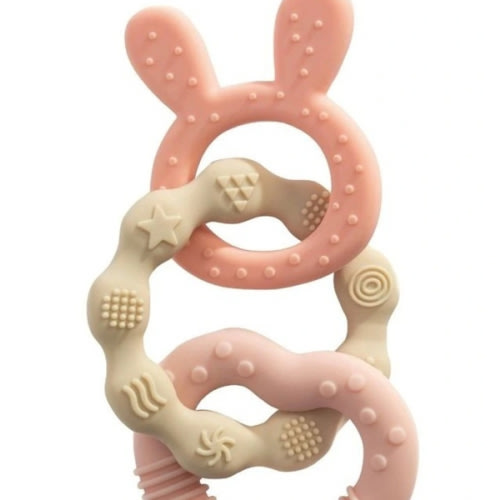 Silicone Bunny Teether in Pink