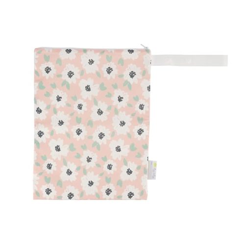 Playful Petals, Itzy Ritzy Sealed Wet Bag with Handle – Wet Bag for Travel, Swimsuits, Cloth Diapers, Gym Clothes & Toiletries - Washable & Reusable with Water Resistant Lining - Measures 11” x 14”